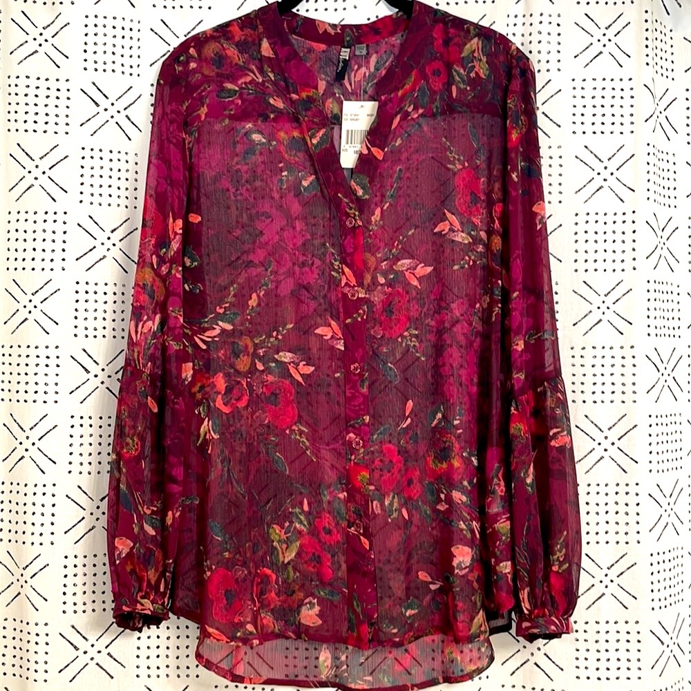KUT FROM THE KLOTH Hals Bishop Sleeve Blouse NWT - Picture 2 of 4